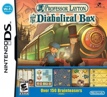 Professor Layton and the Diabolical Box (USA) box cover front